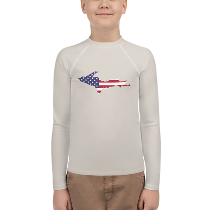 Michigan Upper Peninsula Rash Guard (w/ UP USA Flag) | Youth - Canvas Color