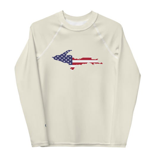 Michigan Upper Peninsula Rash Guard (w/ UP USA Flag) | Youth - Ivory White
