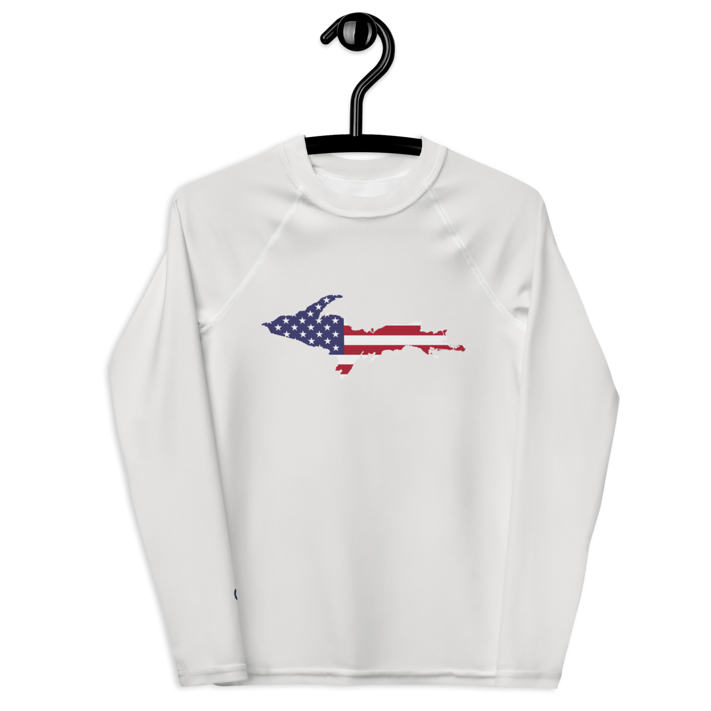 Michigan Upper Peninsula Rash Guard (w/ UP USA Flag) | Youth - Birch Bark White