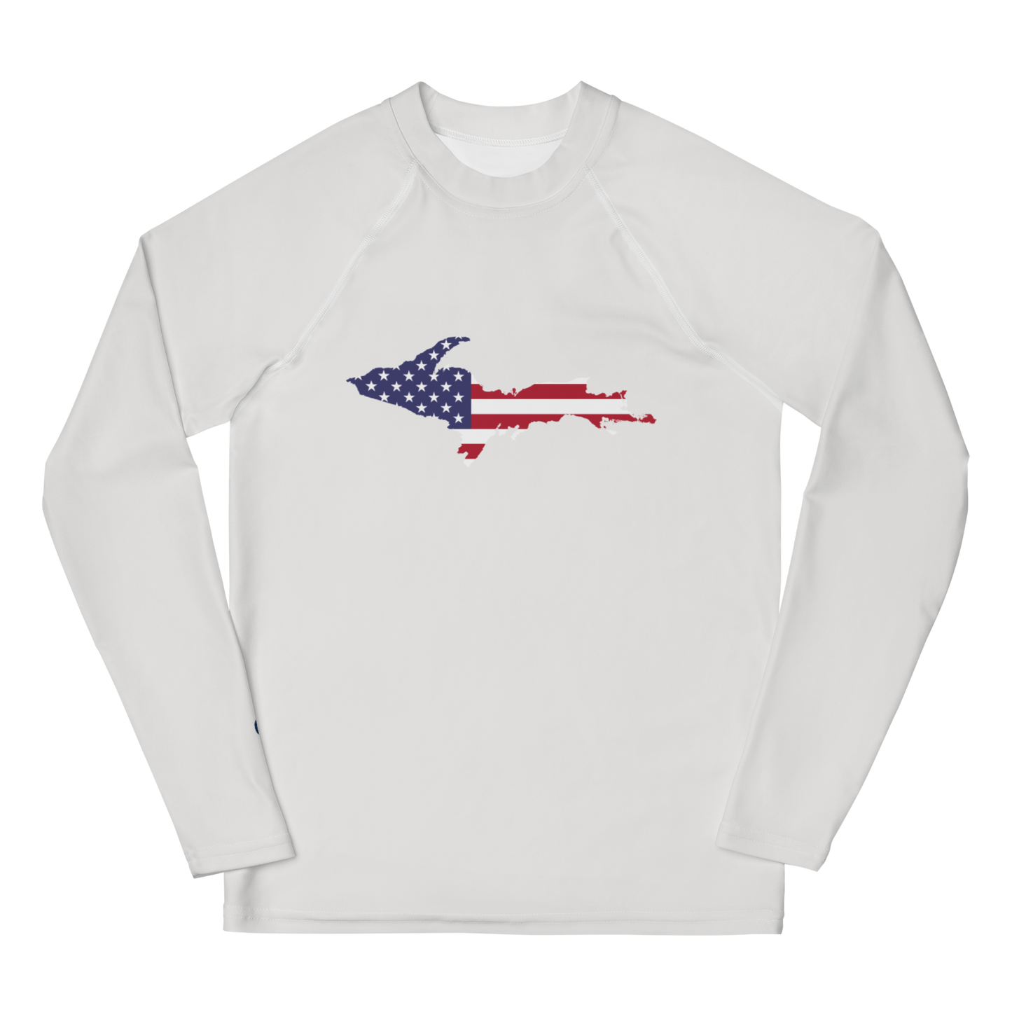 Michigan Upper Peninsula Rash Guard (w/ UP USA Flag) | Youth - Birch Bark White