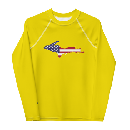 Michigan Upper Peninsula Rash Guard (w/ UP USA Flag) | Youth - Gadsden Yellow