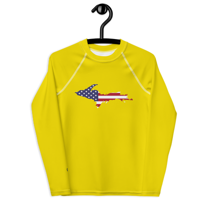 Michigan Upper Peninsula Rash Guard (w/ UP USA Flag) | Youth - Gadsden Yellow