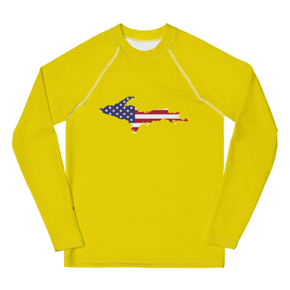 Michigan Upper Peninsula Rash Guard (w/ UP USA Flag) | Youth - Gadsden Yellow