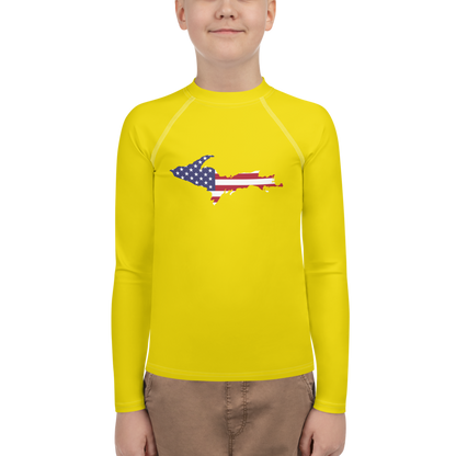 Michigan Upper Peninsula Rash Guard (w/ UP USA Flag) | Youth - Gadsden Yellow