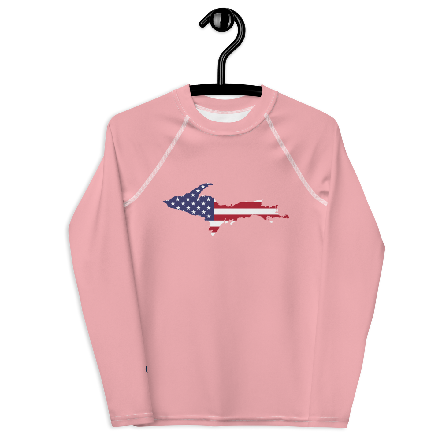 Michigan Upper Peninsula Rash Guard (w/ UP USA Flag) | Youth - Strawberry Pink