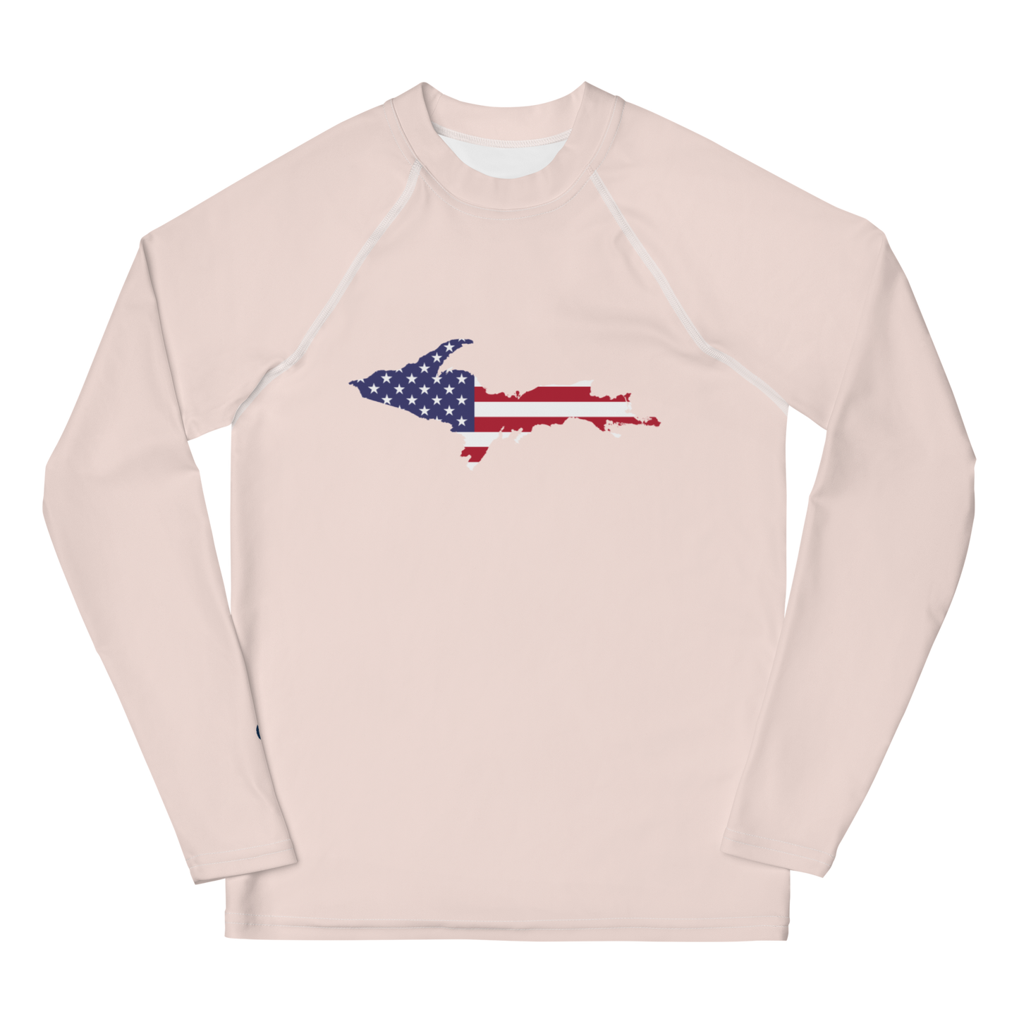 Michigan Upper Peninsula Rash Guard (w/ UP USA Flag) | Youth - Champagne Pink