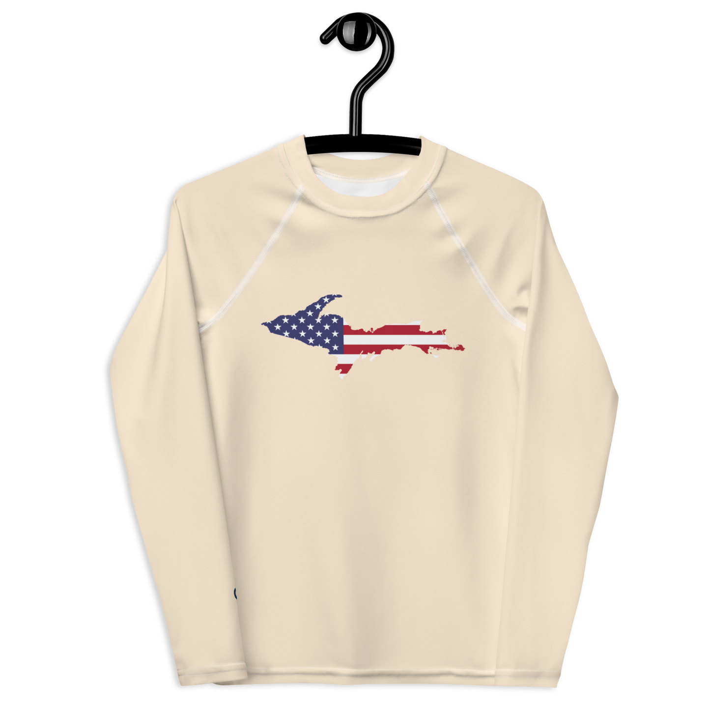 Michigan Upper Peninsula Rash Guard (w/ UP USA Flag) | Youth - Champagne White