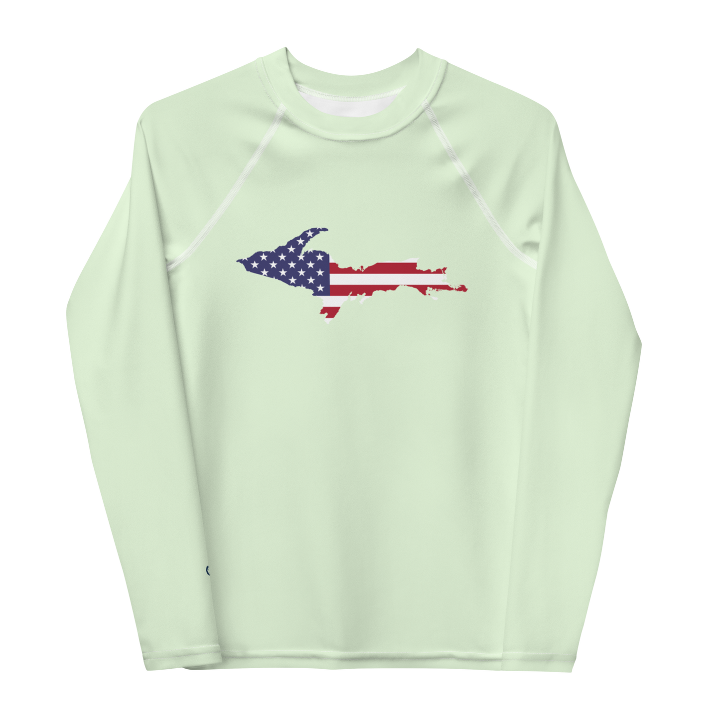 Michigan Upper Peninsula Rash Guard (w/ UP USA Flag) | Youth - Dew Green