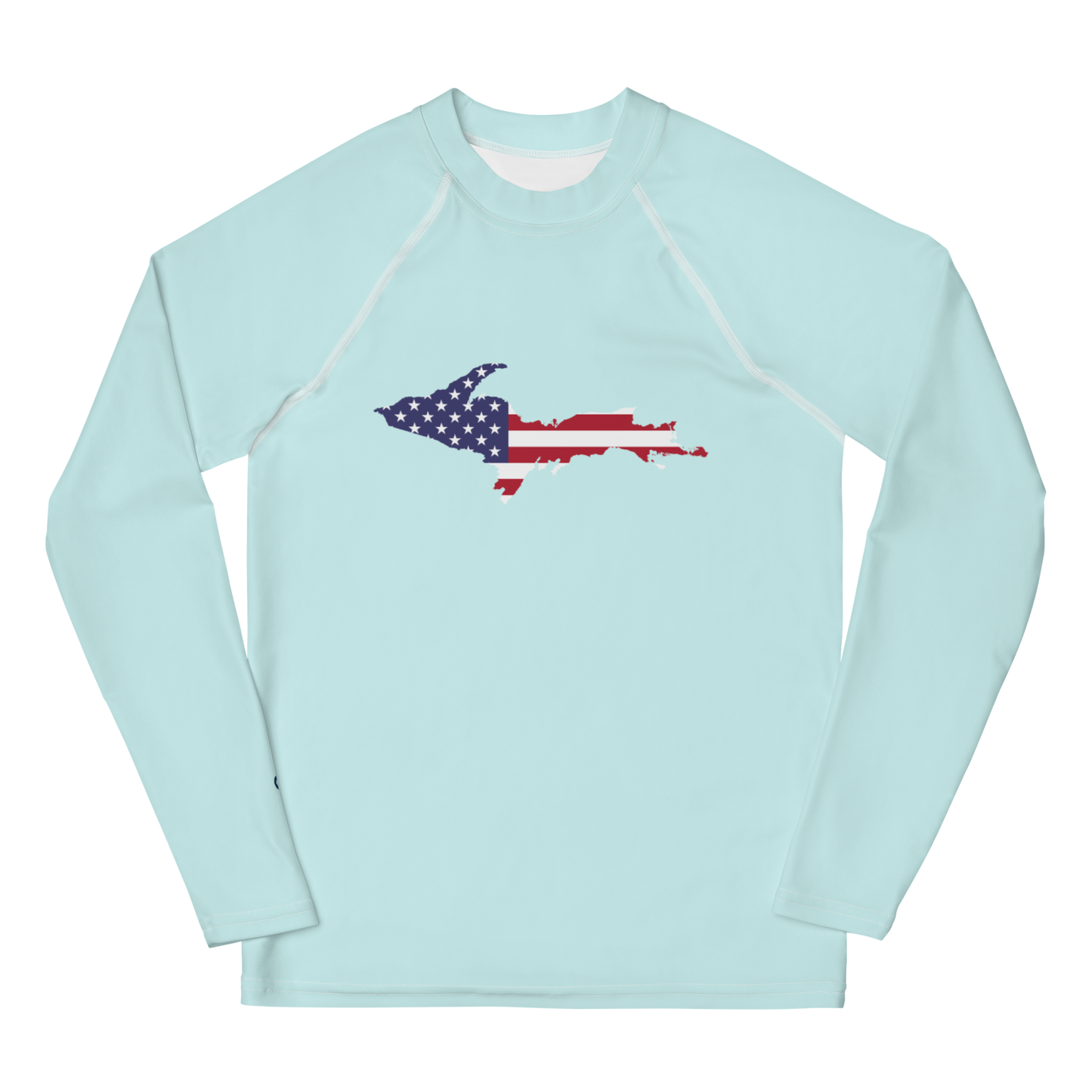 Michigan Upper Peninsula Rash Guard (w/ UP USA Flag) | Youth - Cyan