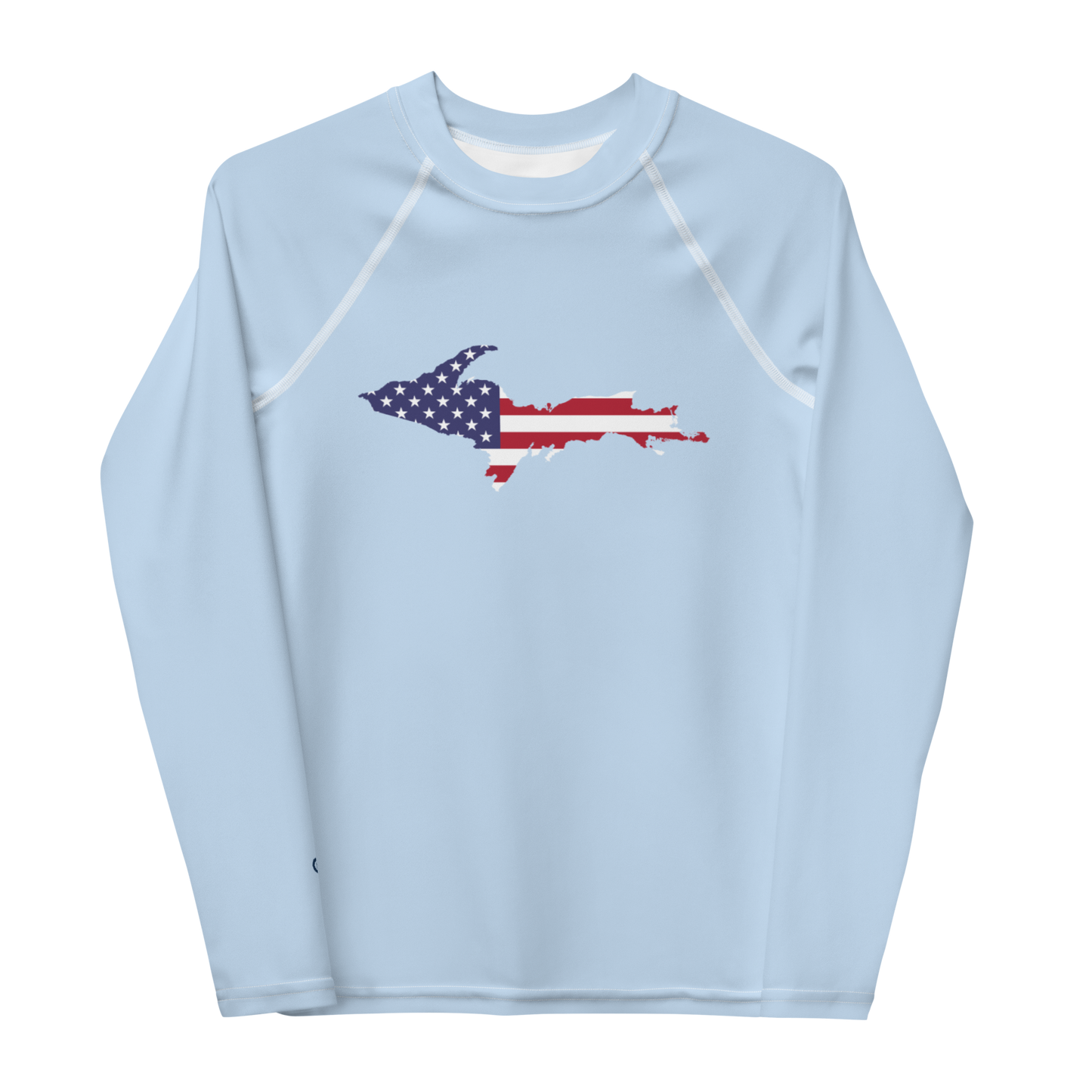 Michigan Upper Peninsula Rash Guard (w/ UP USA Flag) | Youth - Light Blue