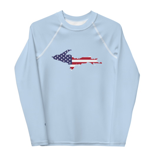 Michigan Upper Peninsula Rash Guard (w/ UP USA Flag) | Youth - Light Blue