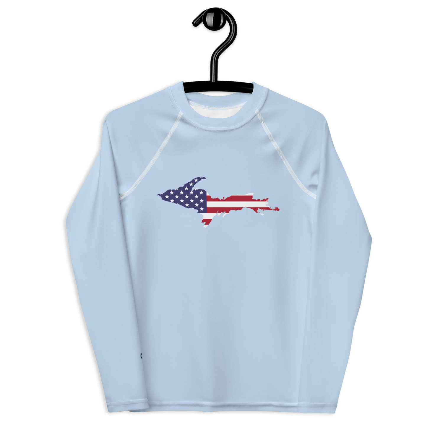 Michigan Upper Peninsula Rash Guard (w/ UP USA Flag) | Youth - Light Blue