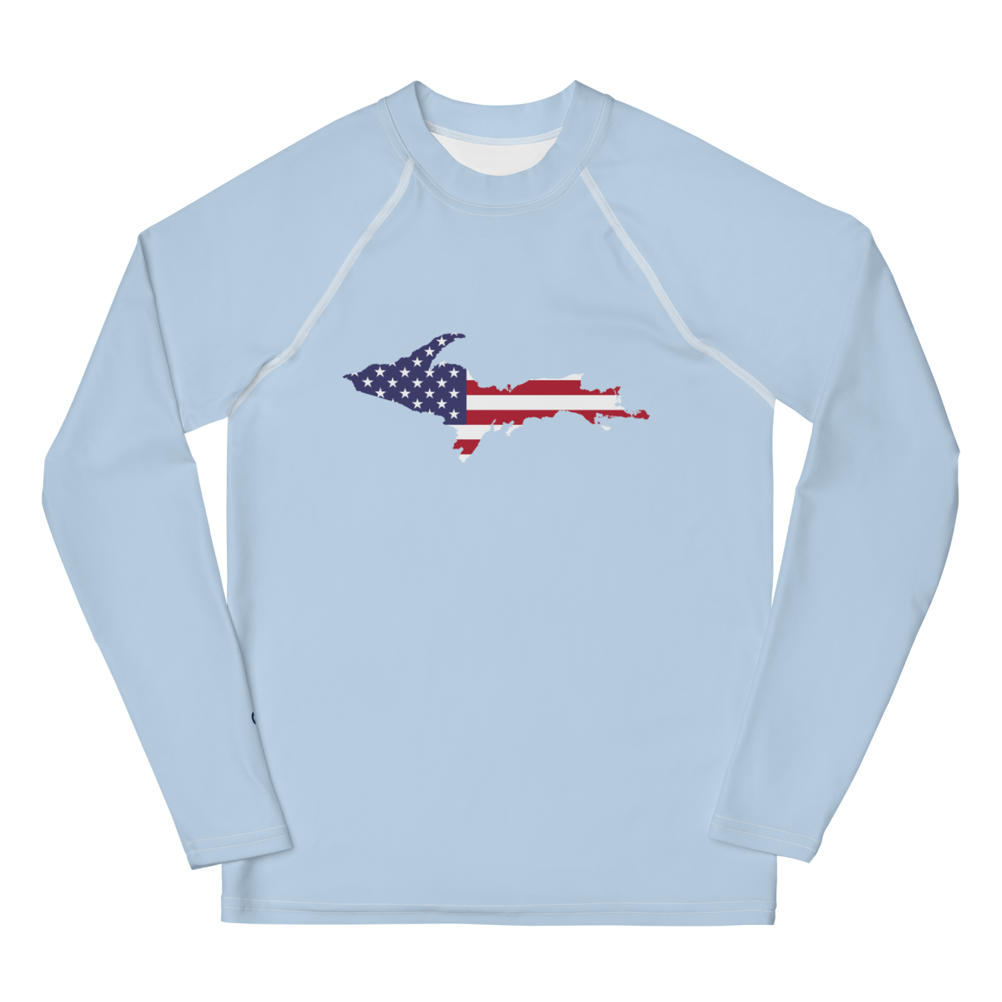 Michigan Upper Peninsula Rash Guard (w/ UP USA Flag) | Youth - Light Blue