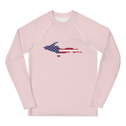 Michigan Upper Peninsula Rash Guard (w/ UP USA Flag) | Youth - Pale Pink