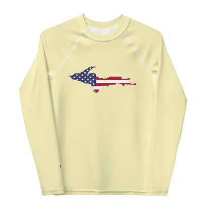 Michigan Upper Peninsula Rash Guard (w/ UP USA Flag) | Youth - Canary Yellow