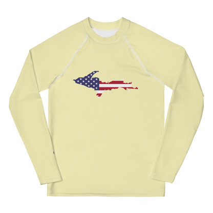 Michigan Upper Peninsula Rash Guard (w/ UP USA Flag) | Youth - Canary Yellow