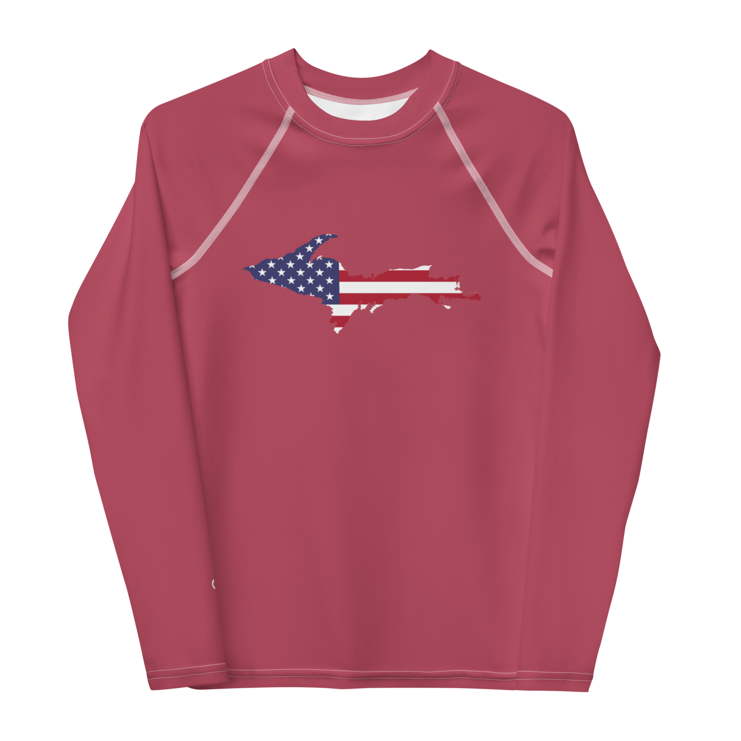 Michigan Upper Peninsula Rash Guard (w/ UP USA Flag) | Youth - Popstar Pink