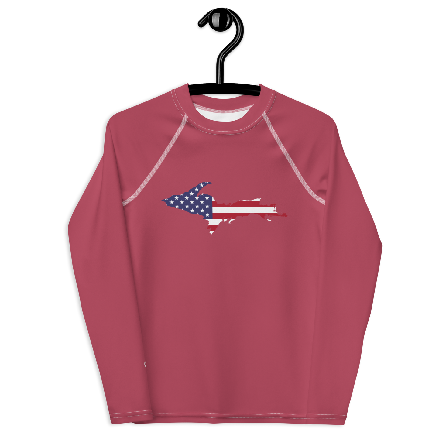 Michigan Upper Peninsula Rash Guard (w/ UP USA Flag) | Youth - Popstar Pink