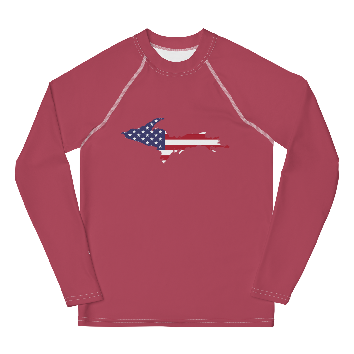 Michigan Upper Peninsula Rash Guard (w/ UP USA Flag) | Youth - Popstar Pink