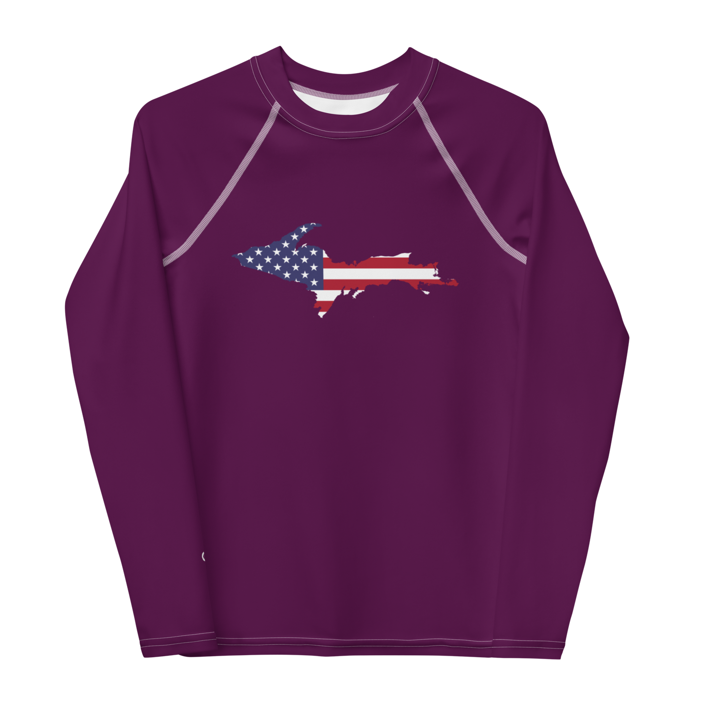 Michigan Upper Peninsula Rash Guard (w/ UP USA Flag) | Youth - Tyrian Purple