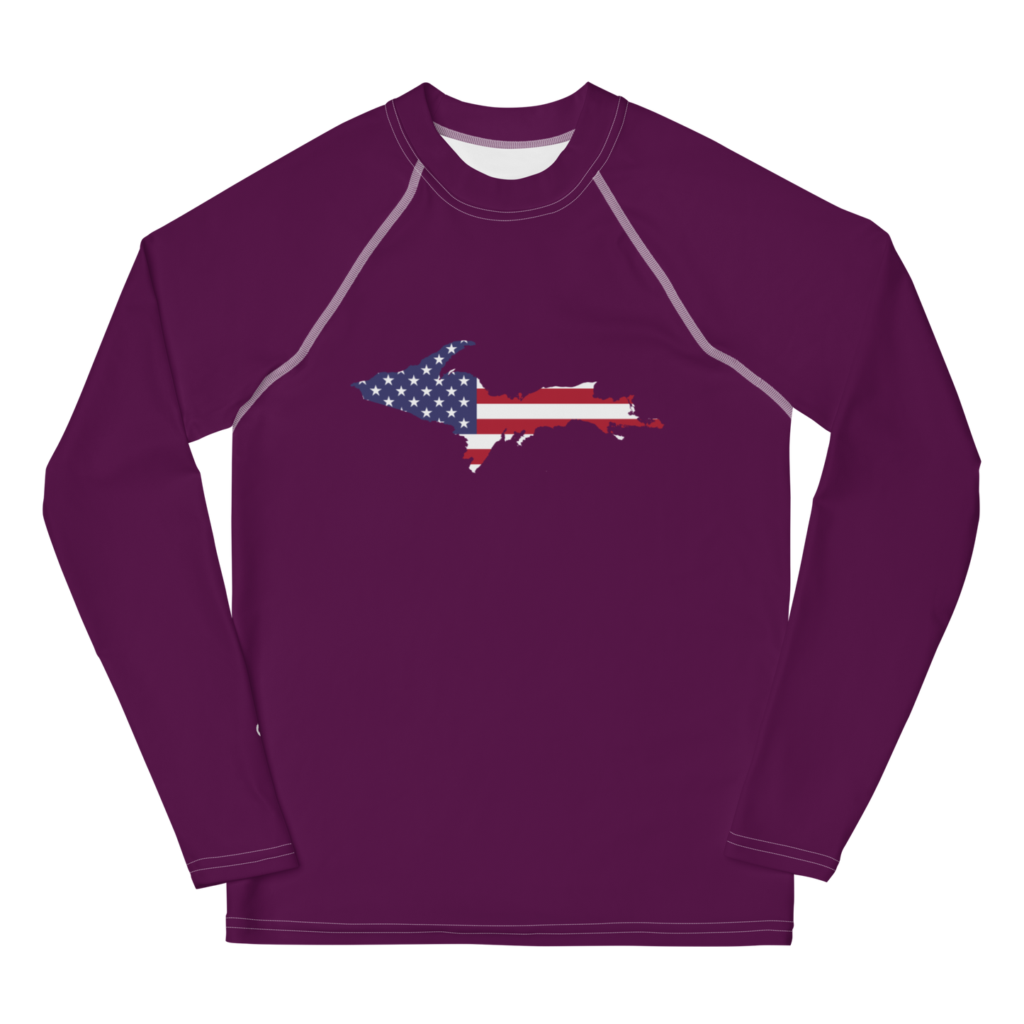 Michigan Upper Peninsula Rash Guard (w/ UP USA Flag) | Youth - Tyrian Purple