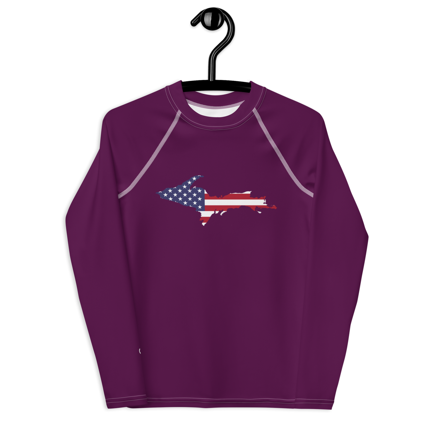 Michigan Upper Peninsula Rash Guard (w/ UP USA Flag) | Youth - Tyrian Purple