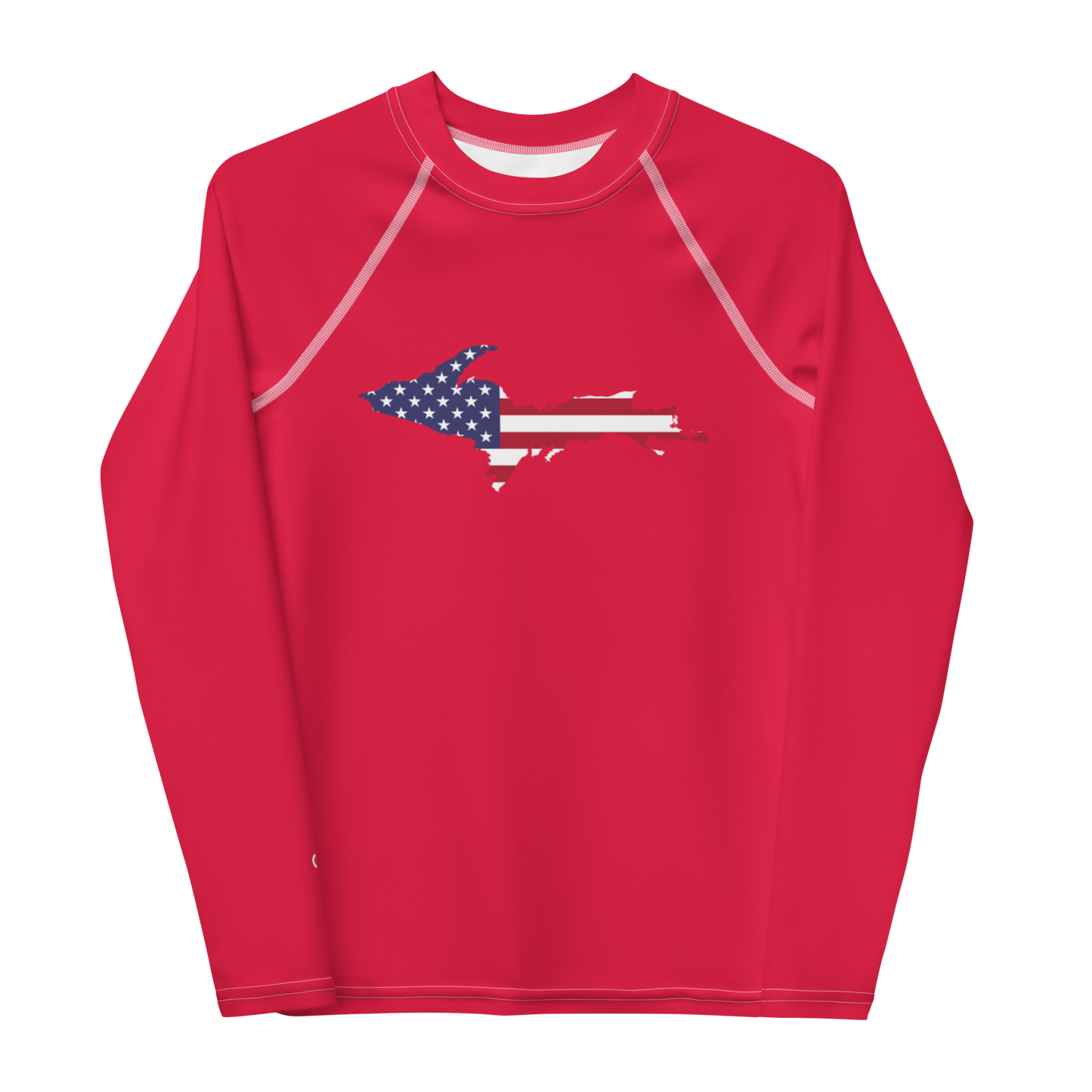 Michigan Upper Peninsula Rash Guard (w/ UP USA Flag) | Youth - Lighthouse Red