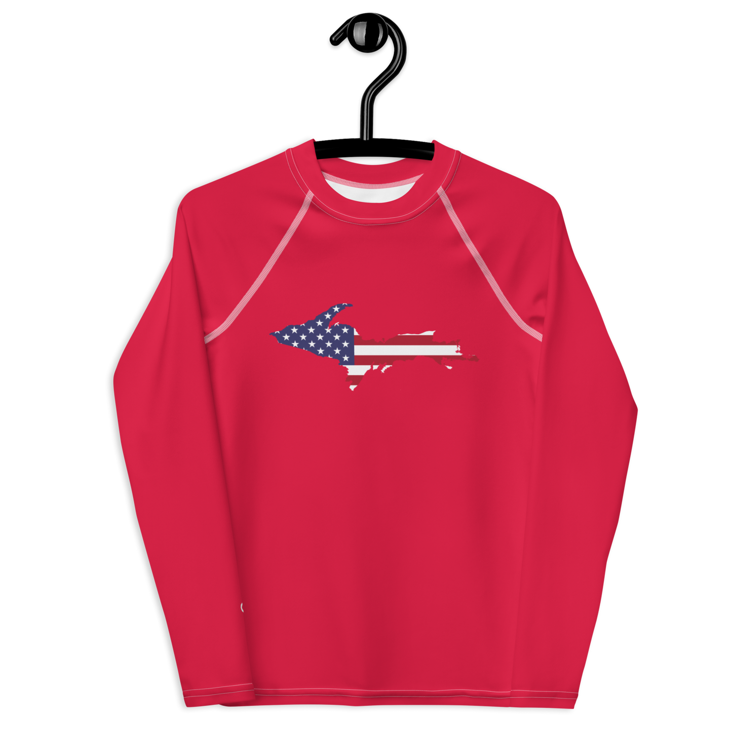 Michigan Upper Peninsula Rash Guard (w/ UP USA Flag) | Youth - Lighthouse Red