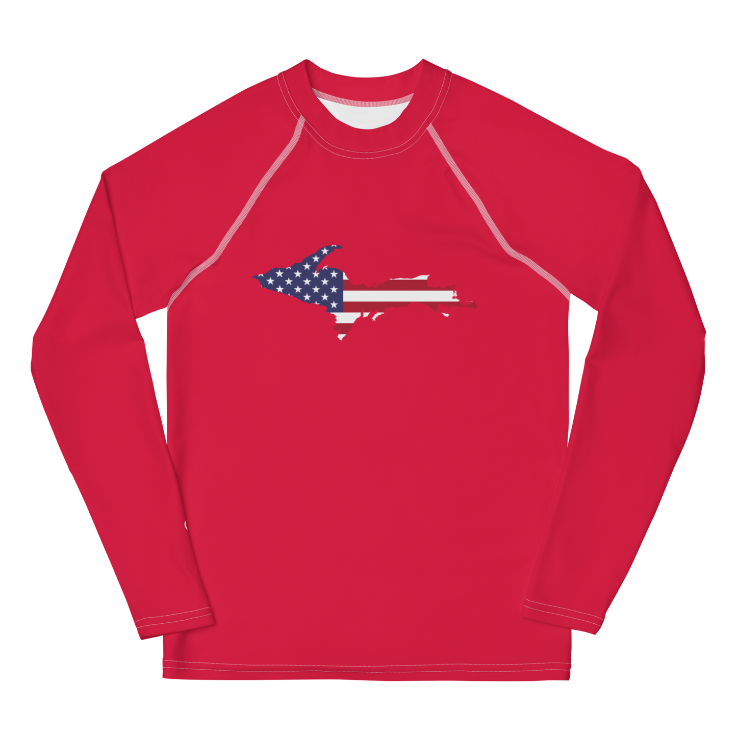 Michigan Upper Peninsula Rash Guard (w/ UP USA Flag) | Youth - Lighthouse Red