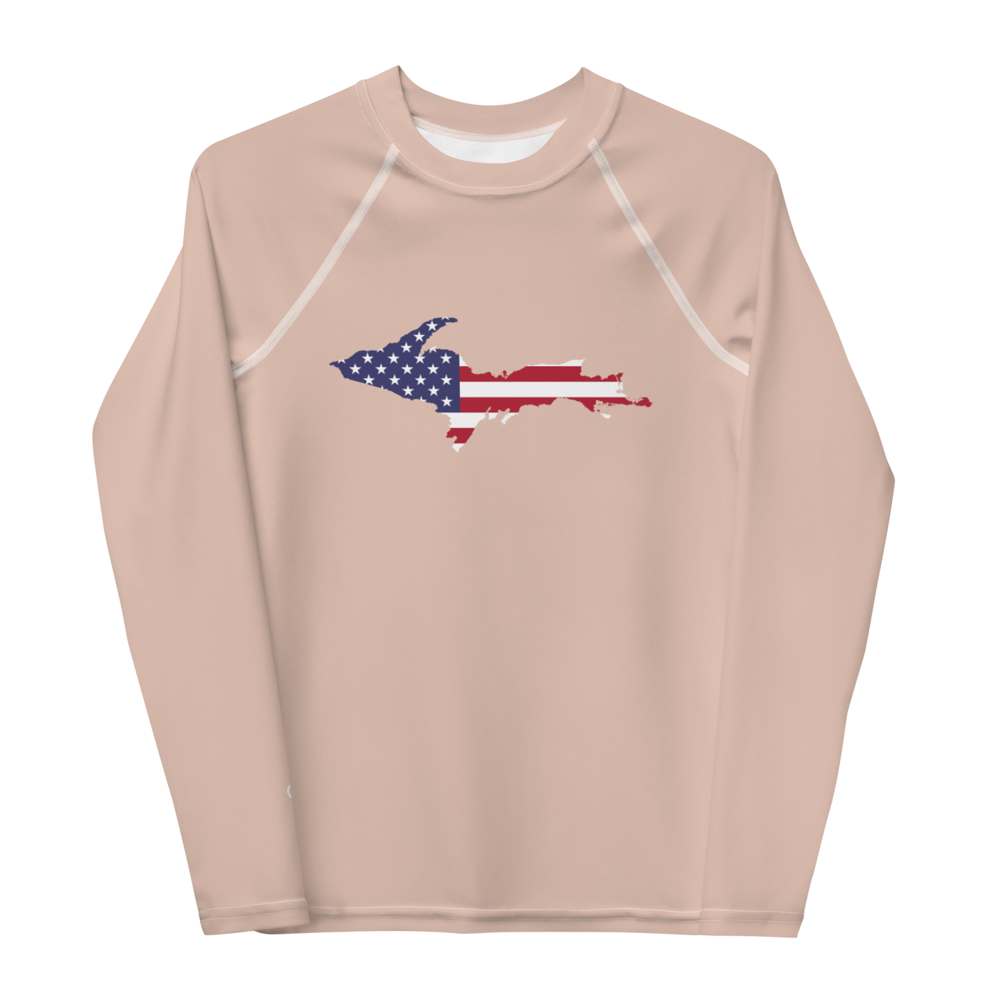 Michigan Upper Peninsula Rash Guard (w/ UP USA Flag) | Youth - Rose Gold