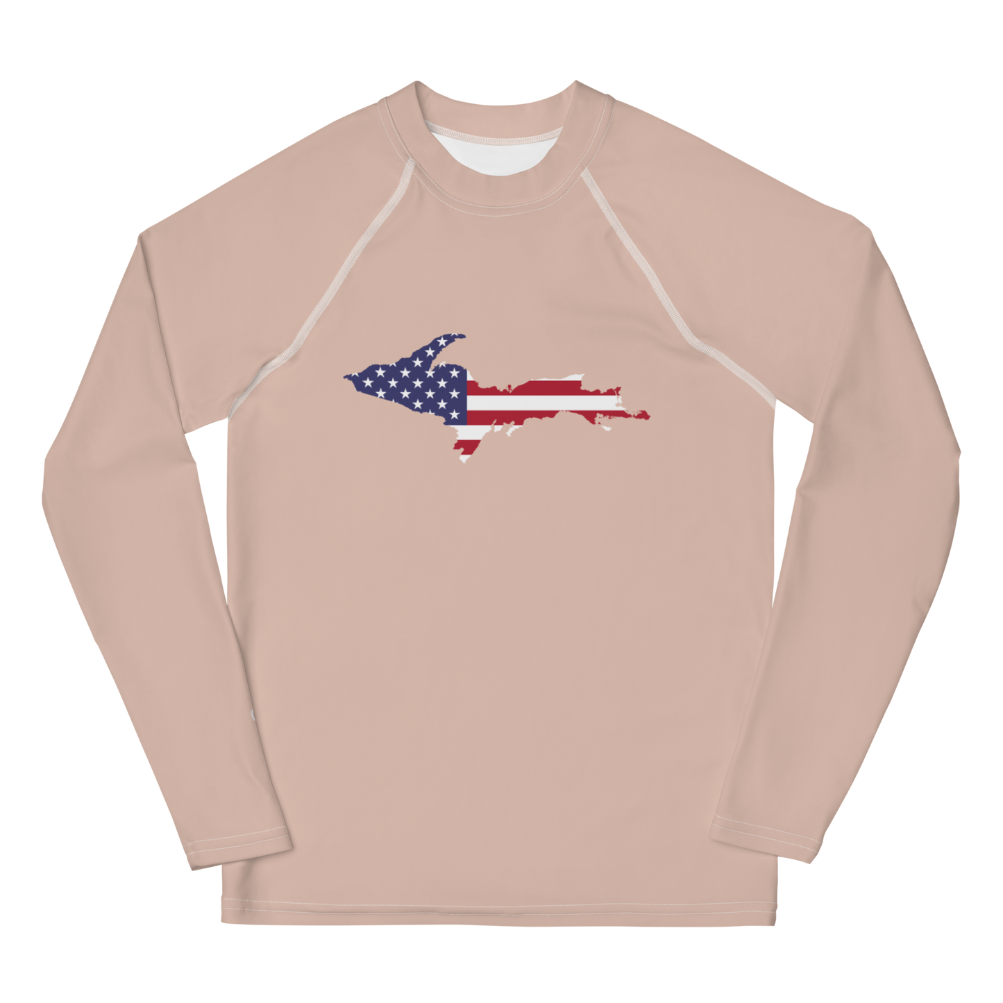 Michigan Upper Peninsula Rash Guard (w/ UP USA Flag) | Youth - Rose Gold