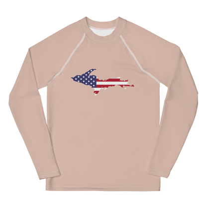 Michigan Upper Peninsula Rash Guard (w/ UP USA Flag) | Youth - Rose Gold