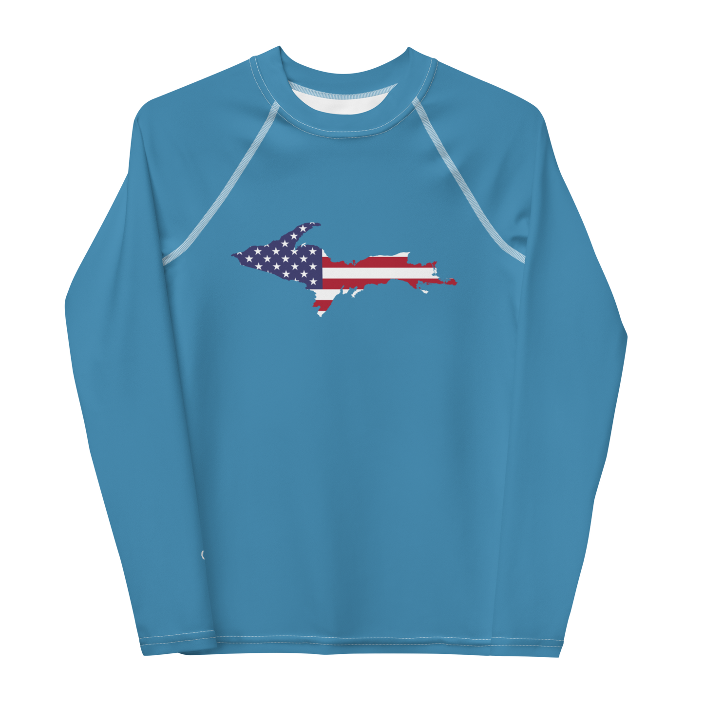 Michigan Upper Peninsula Rash Guard (w/ UP USA Flag) | Youth - Lake Michigan Blue