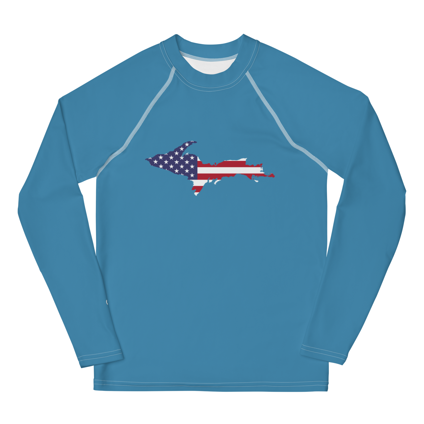 Michigan Upper Peninsula Rash Guard (w/ UP USA Flag) | Youth - Lake Michigan Blue