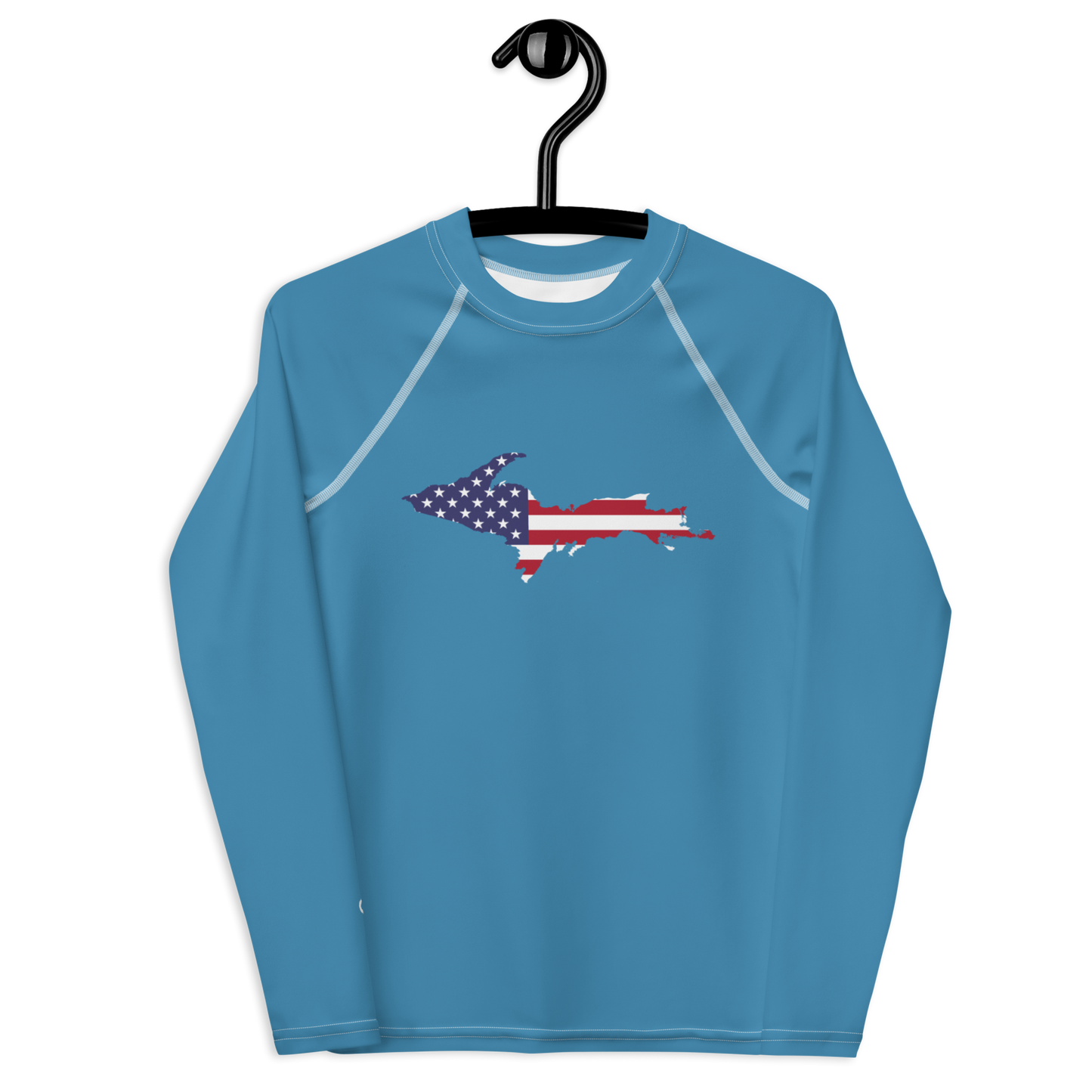 Michigan Upper Peninsula Rash Guard (w/ UP USA Flag) | Youth - Lake Michigan Blue