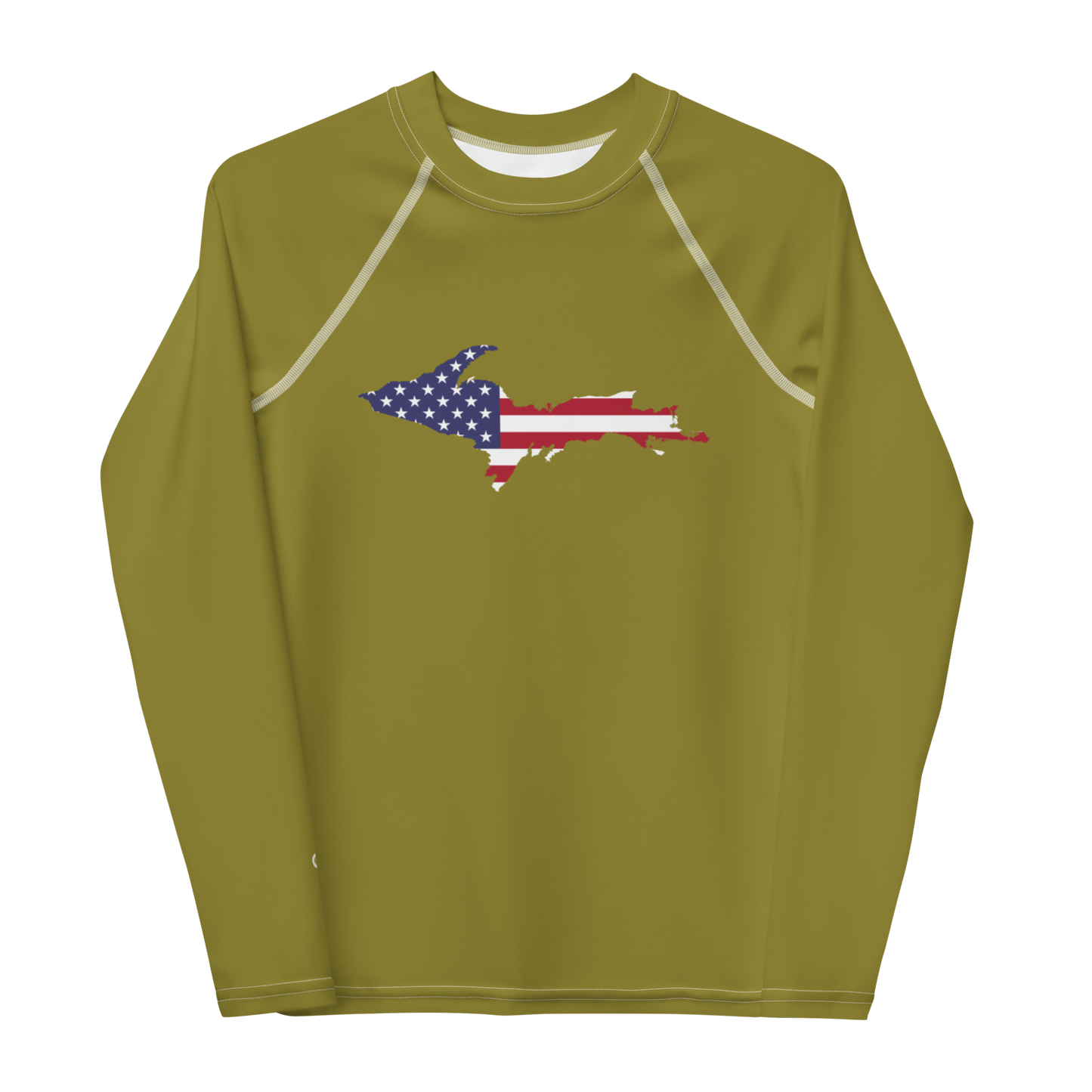 Michigan Upper Peninsula Rash Guard (w/ UP USA Flag) | Youth - Scrub Gold