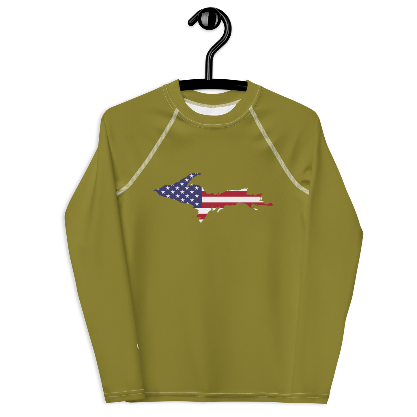 Michigan Upper Peninsula Rash Guard (w/ UP USA Flag) | Youth - Scrub Gold