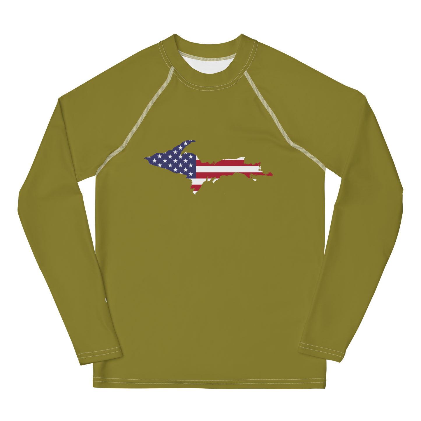 Michigan Upper Peninsula Rash Guard (w/ UP USA Flag) | Youth - Scrub Gold