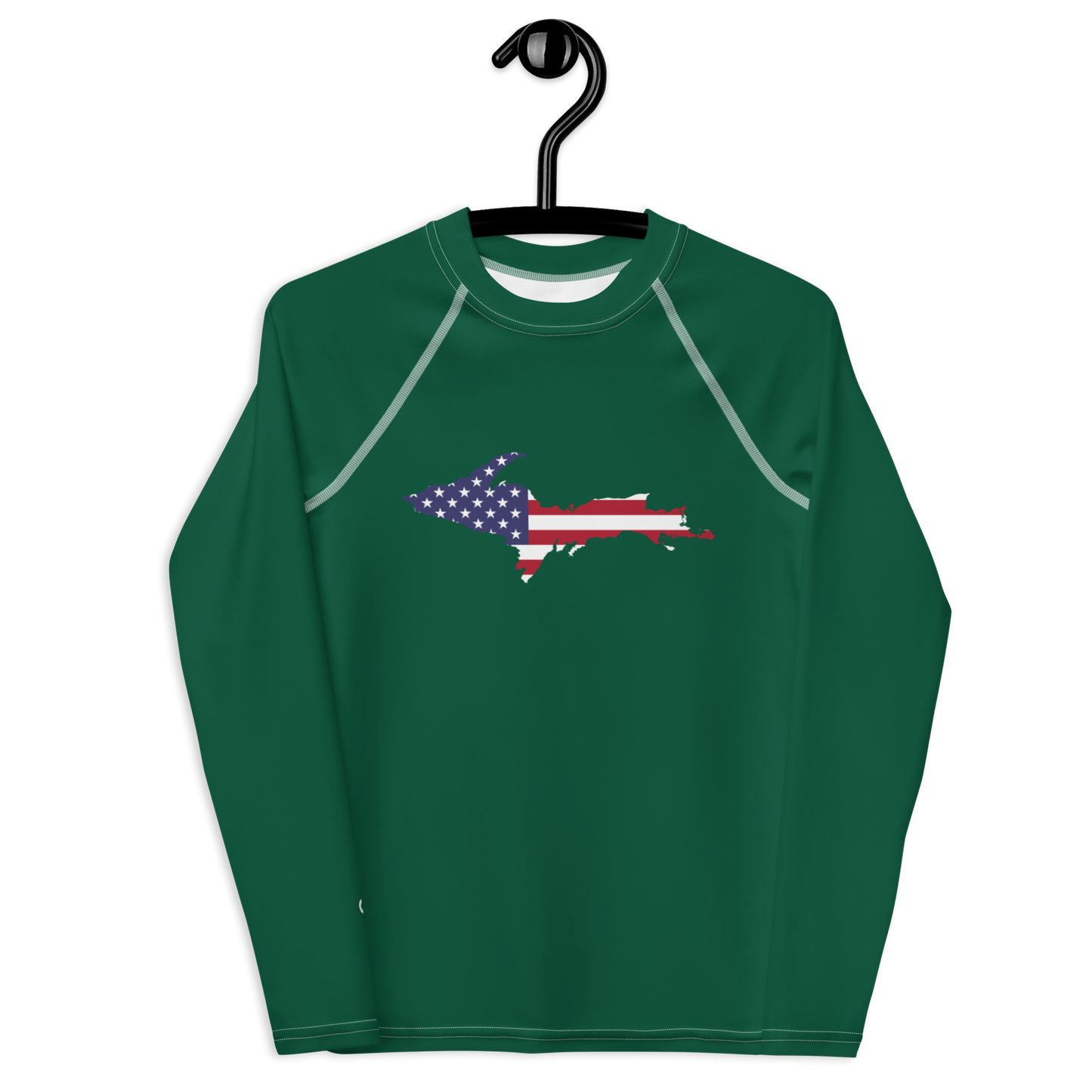 Michigan Upper Peninsula Rash Guard (w/ UP USA Flag) | Youth - Superior Green