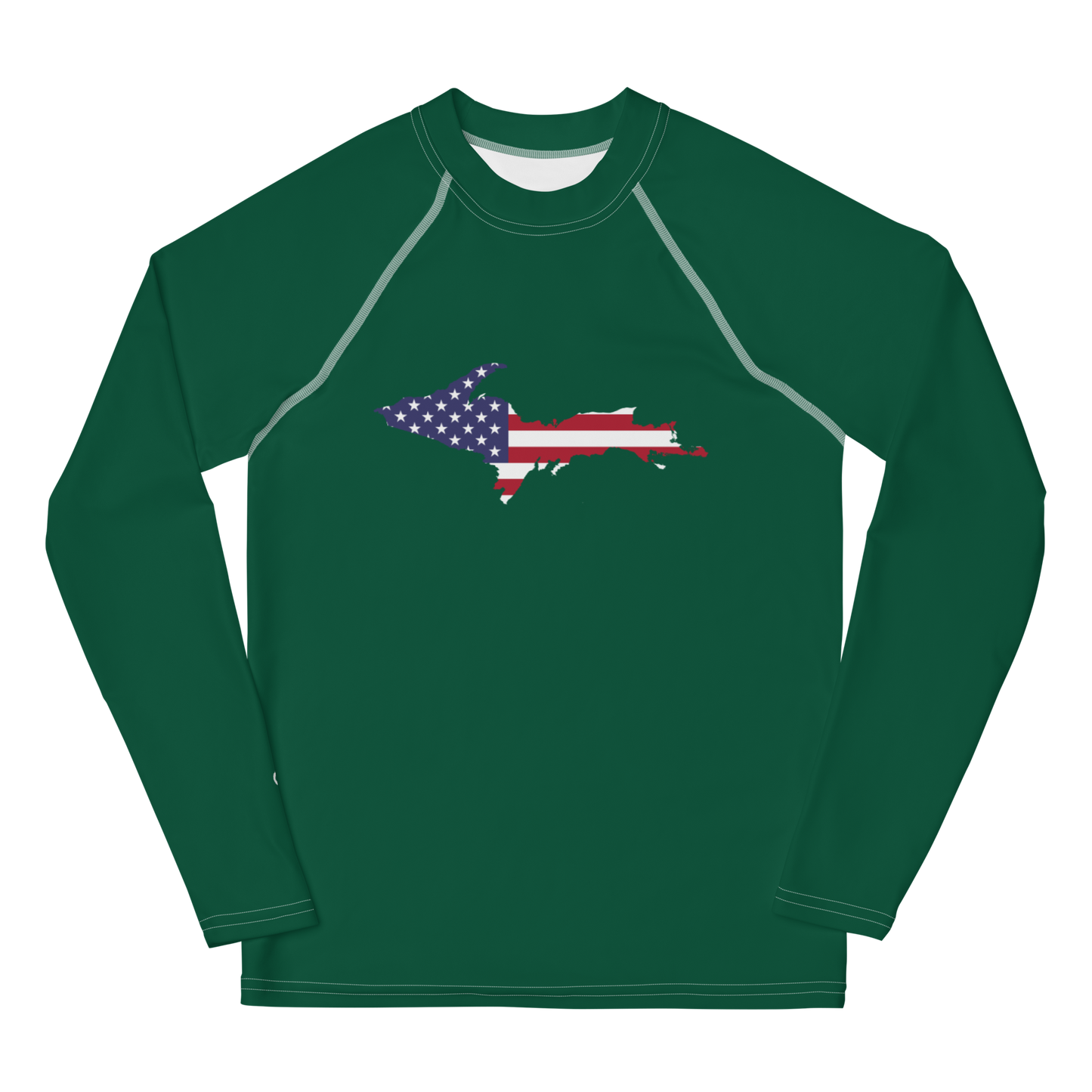 Michigan Upper Peninsula Rash Guard (w/ UP USA Flag) | Youth - Superior Green