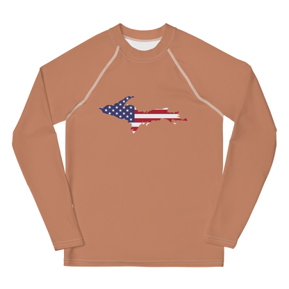 Michigan Upper Peninsula Rash Guard (w/ UP USA Flag) | Youth - Copper Color