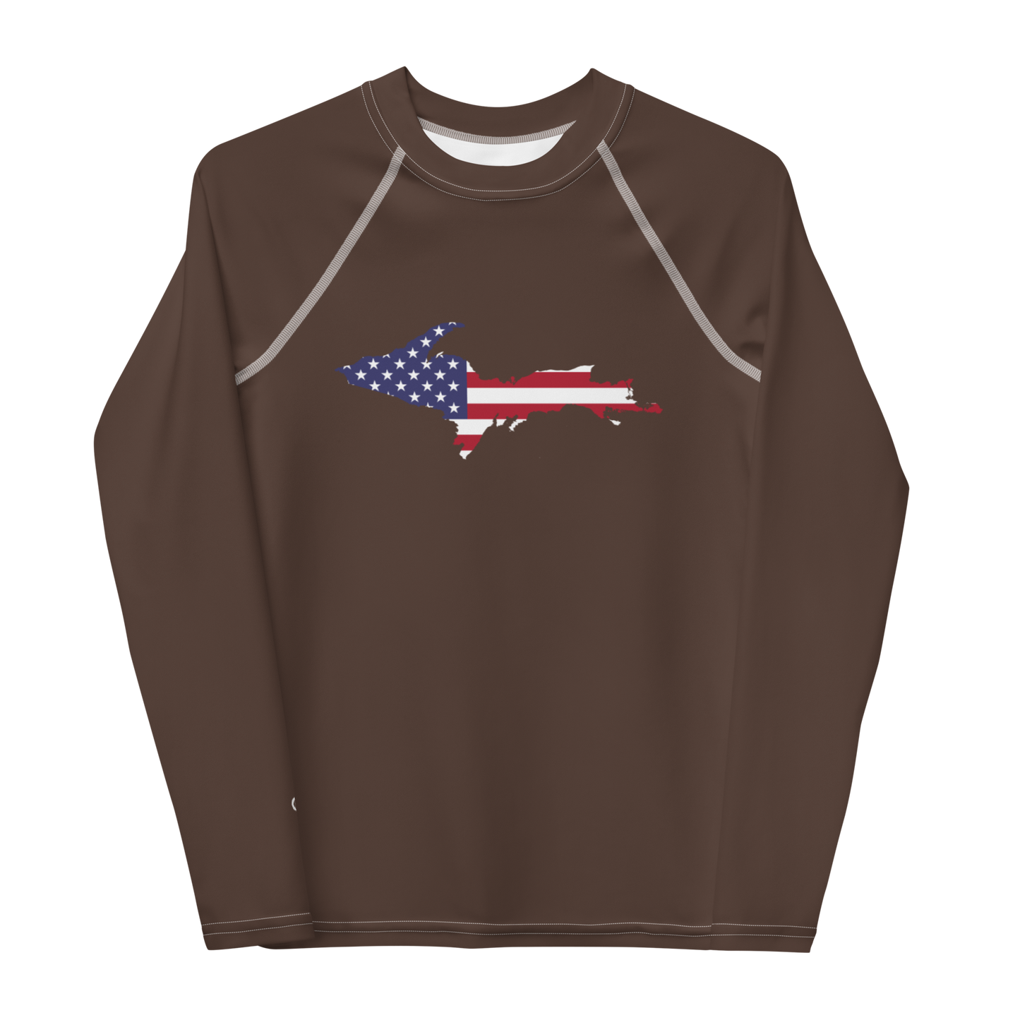 Michigan Upper Peninsula Rash Guard (w/ UP USA Flag) | Youth - Hickory Color