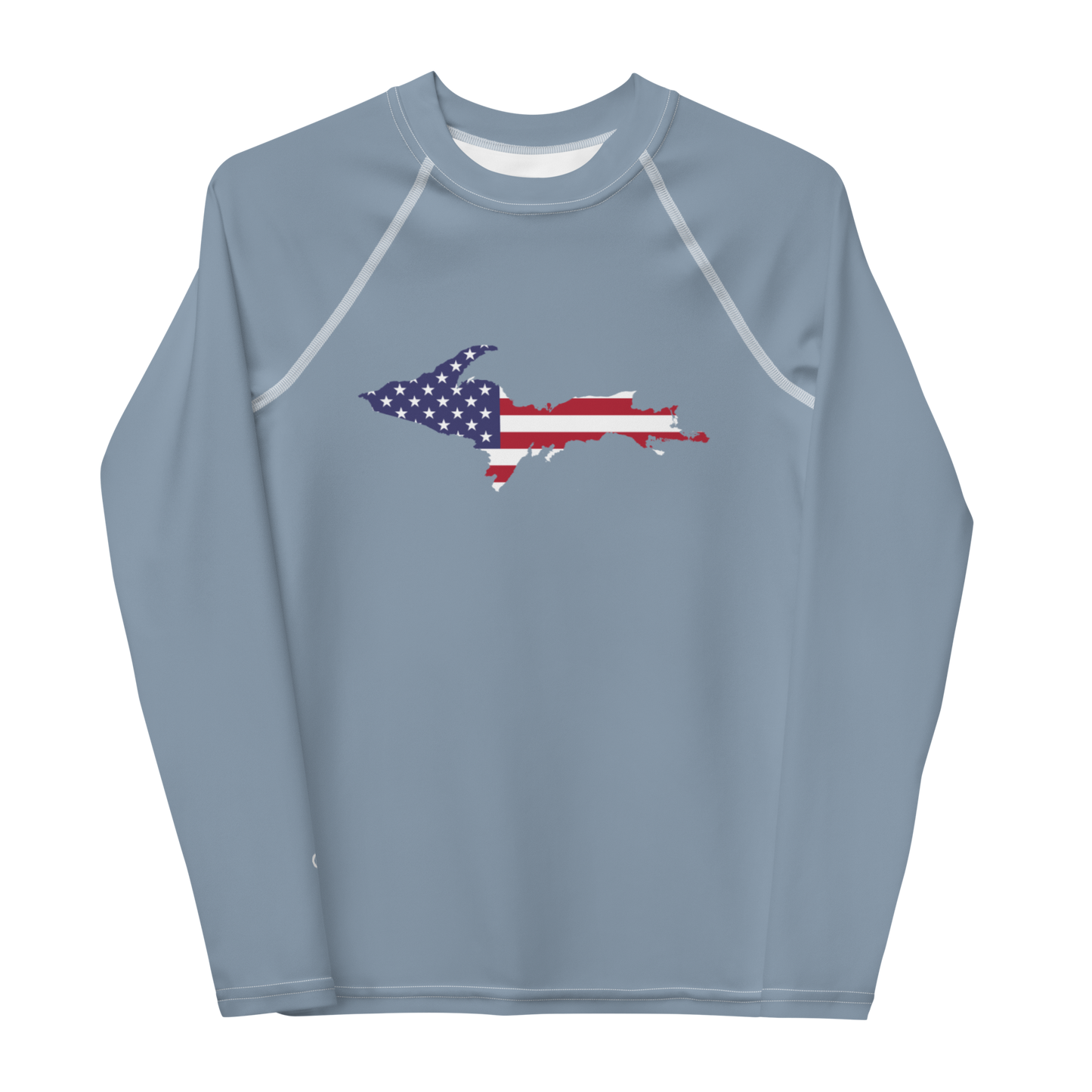 Michigan Upper Peninsula Rash Guard (w/ UP USA Flag) | Youth - B-24 Grey