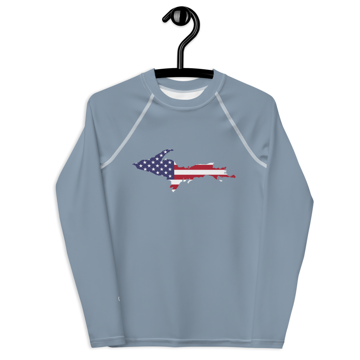 Michigan Upper Peninsula Rash Guard (w/ UP USA Flag) | Youth - B-24 Grey