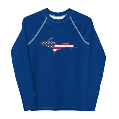 Michigan Upper Peninsula Rash Guard (w/ UP USA Flag) | Youth - Dearborn Blue