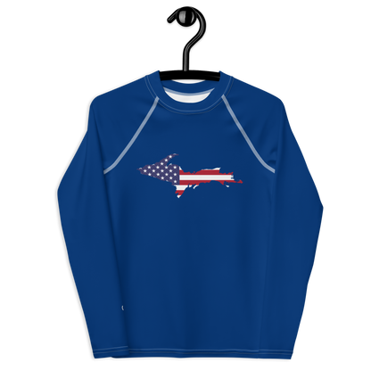 Michigan Upper Peninsula Rash Guard (w/ UP USA Flag) | Youth - Dearborn Blue