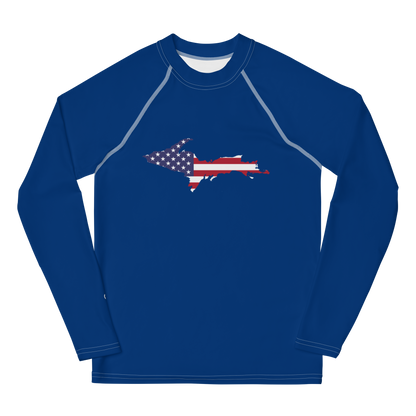 Michigan Upper Peninsula Rash Guard (w/ UP USA Flag) | Youth - Dearborn Blue