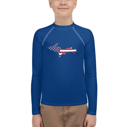 Michigan Upper Peninsula Rash Guard (w/ UP USA Flag) | Youth - Dearborn Blue