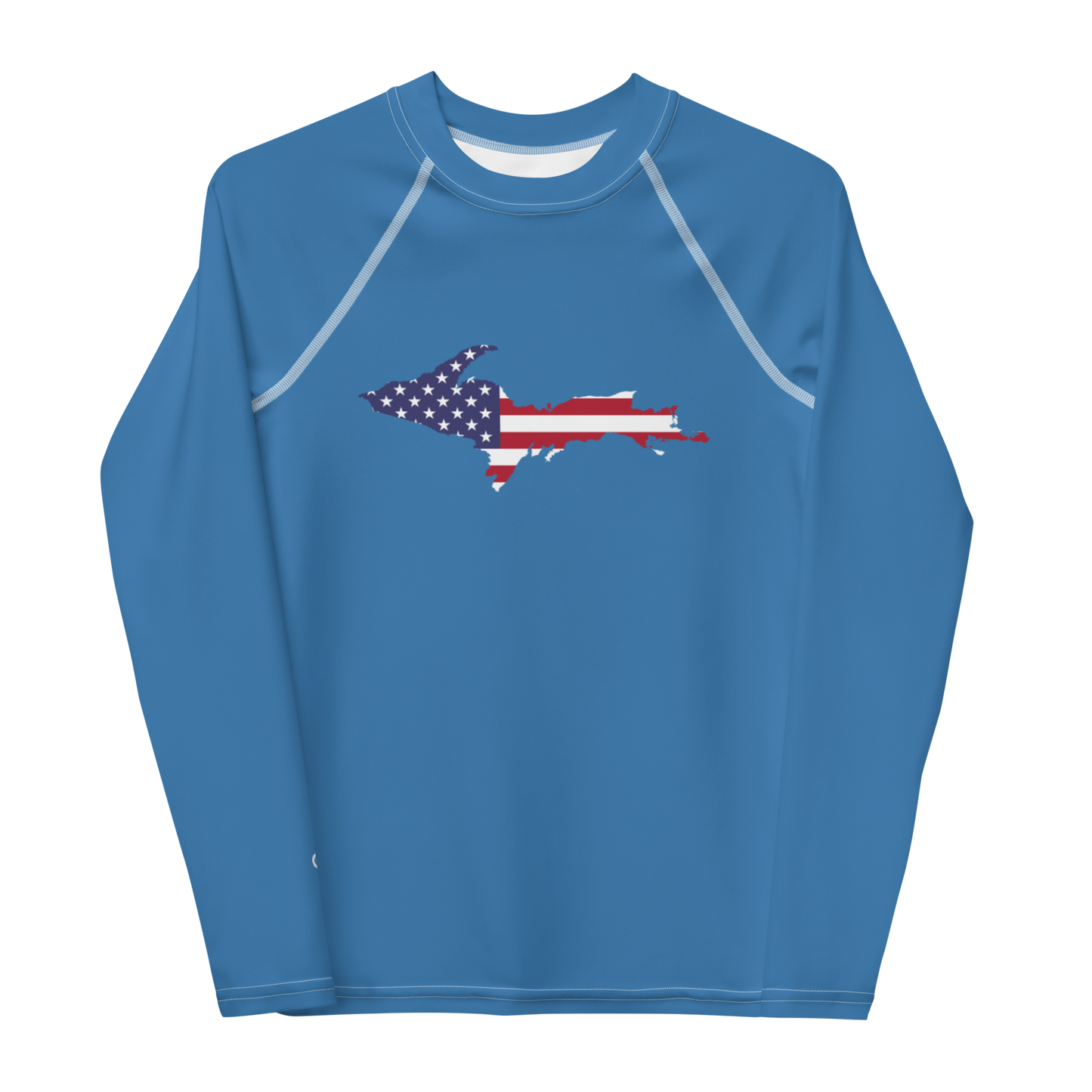 Michigan Upper Peninsula Rash Guard (w/ UP USA Flag) | Youth - Lake Superior Blue