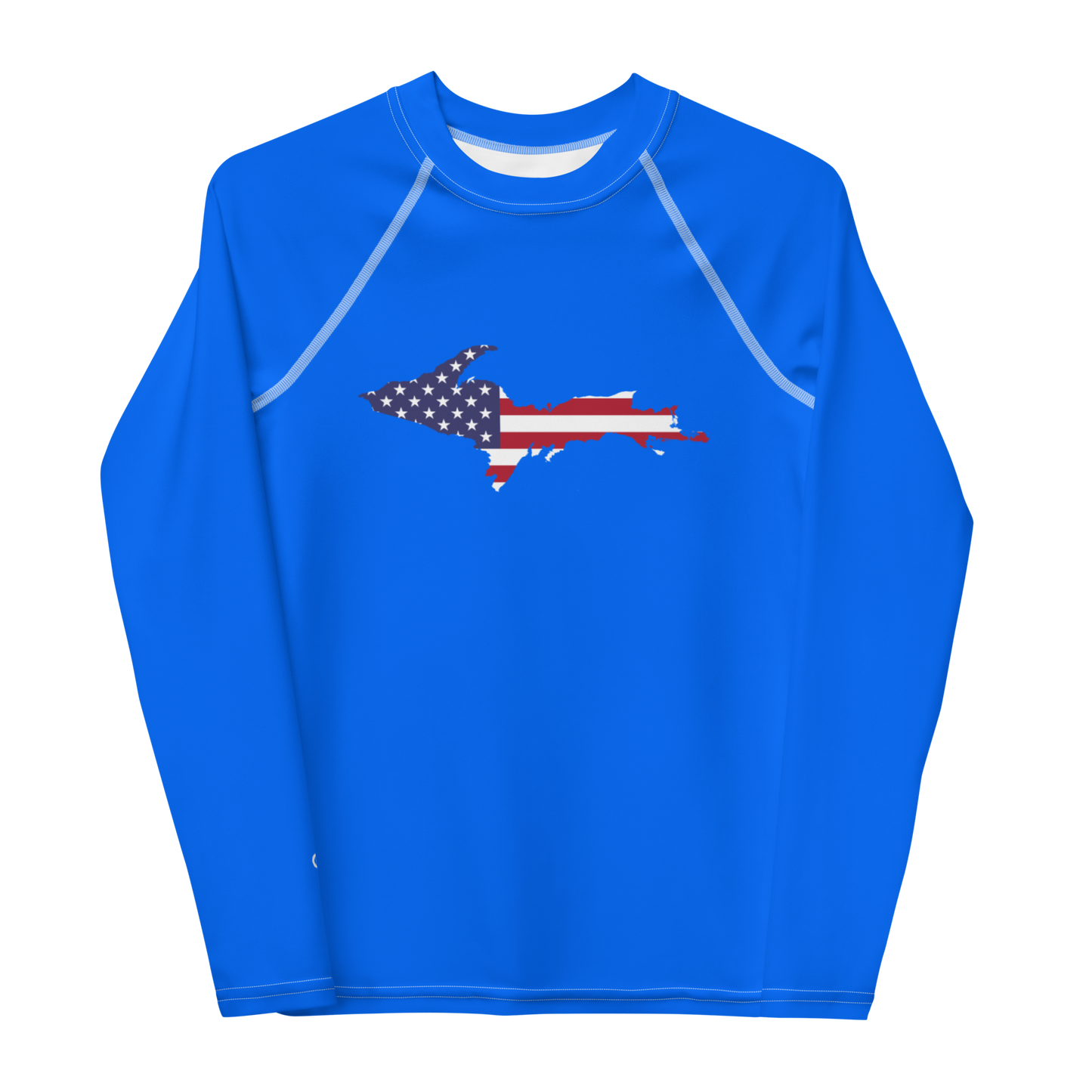 Michigan Upper Peninsula Rash Guard (w/ UP USA Flag) | Youth - Motor Town Blue